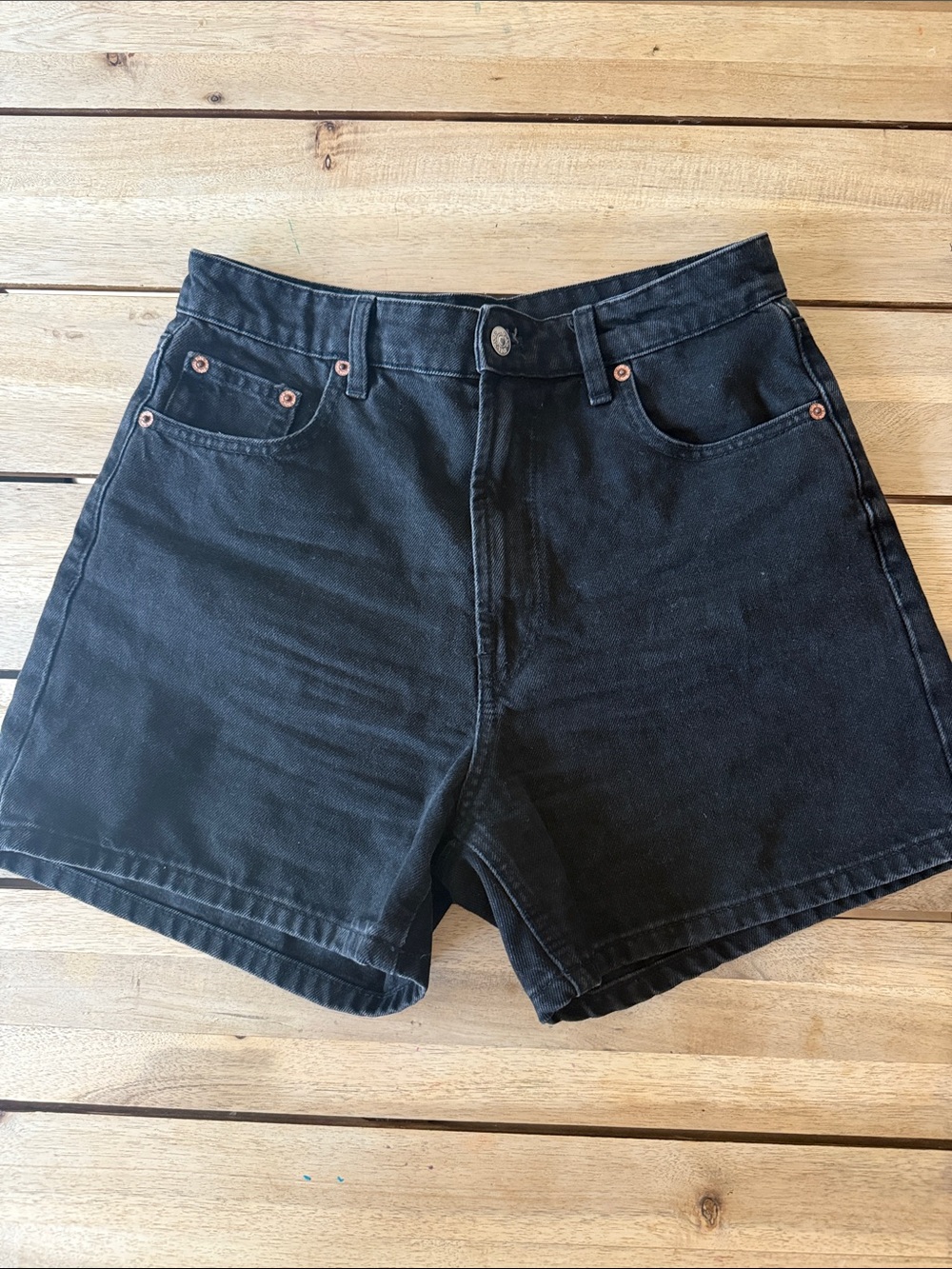 Zara Black High-Rise Jean Shorts